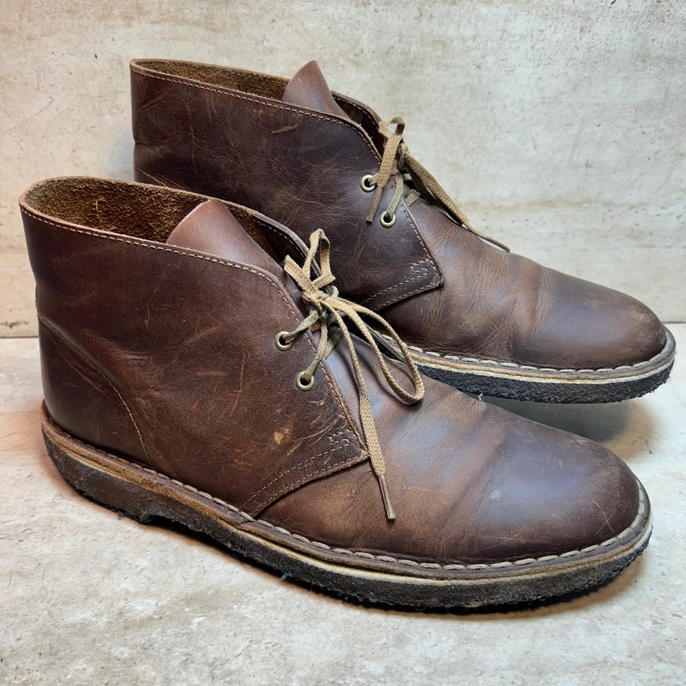 Clarks Originals Desert Boot Mens Brown Beeswax Leather Chukka Boots Crepe Sole